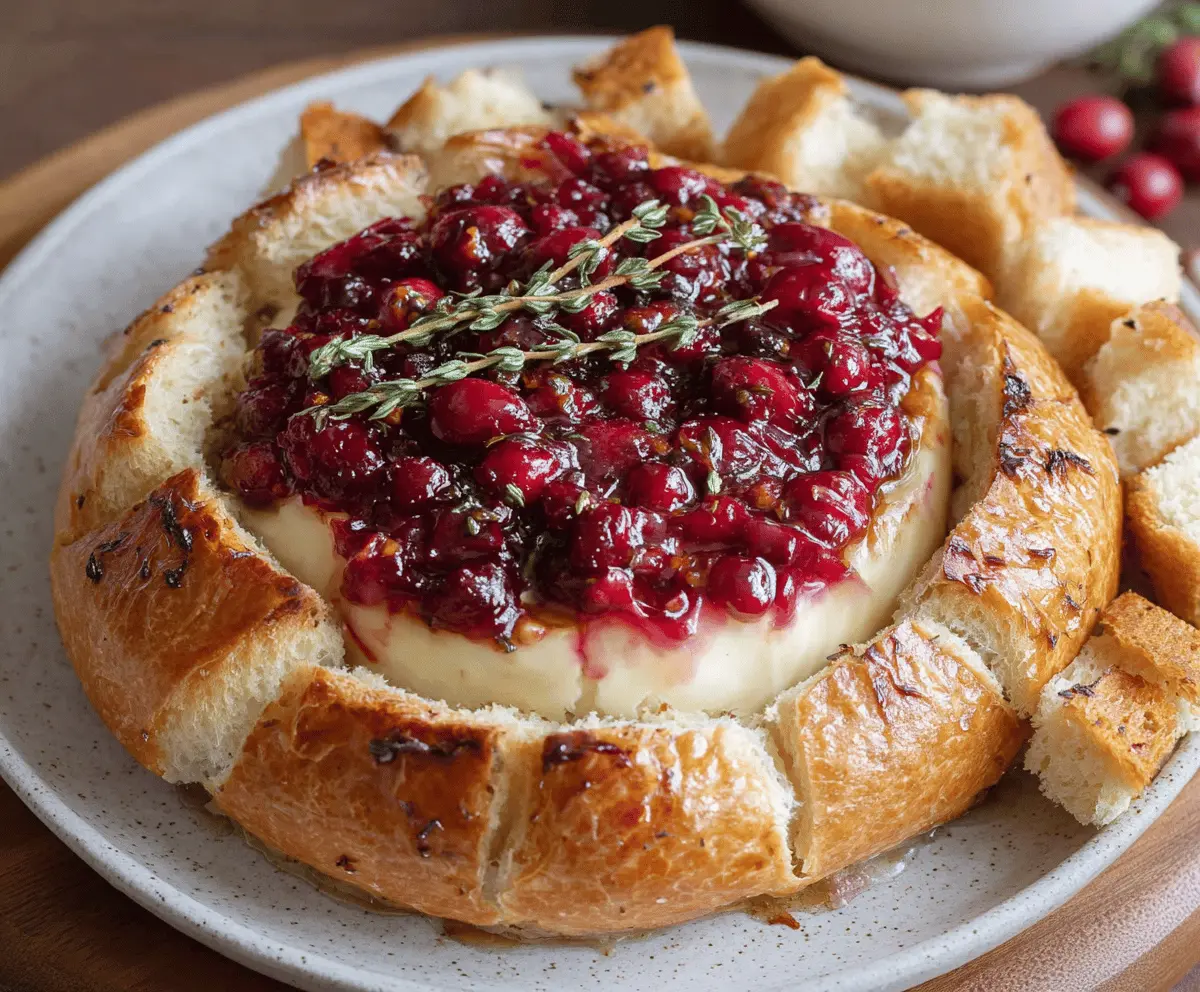 Delicious Baked Brie with Fresh Cranberries and Honey for a Festive Appetizer
