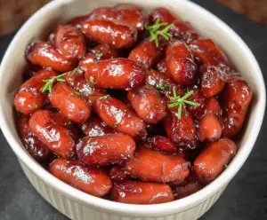 Delicious Cranberry BBQ Little Smokies served as an appetizer for gatherings.