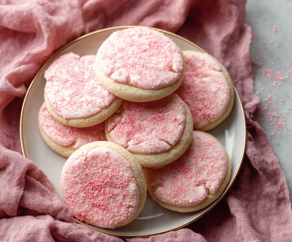 Delicious Crumbl Pink Chilled Sugar Cookies with soft texture and pink frosting