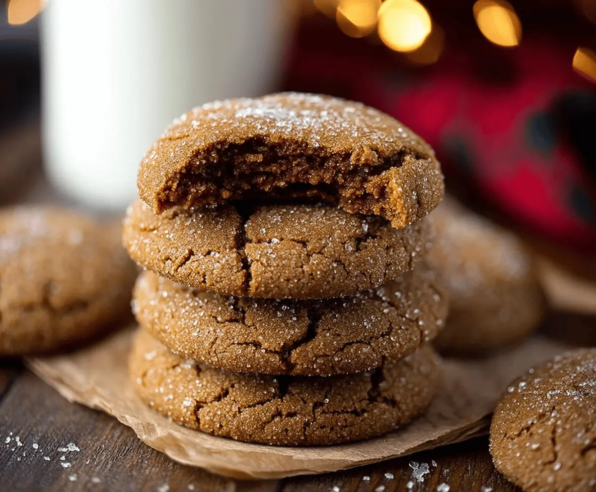 Delicious homemade gingerbread molasses cookies with festive holiday spices on a rustic baking sheet