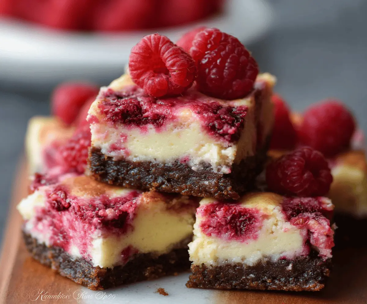 Delicious Raspberry Cheesecake Bars with a creamy filling and fresh raspberry topping.