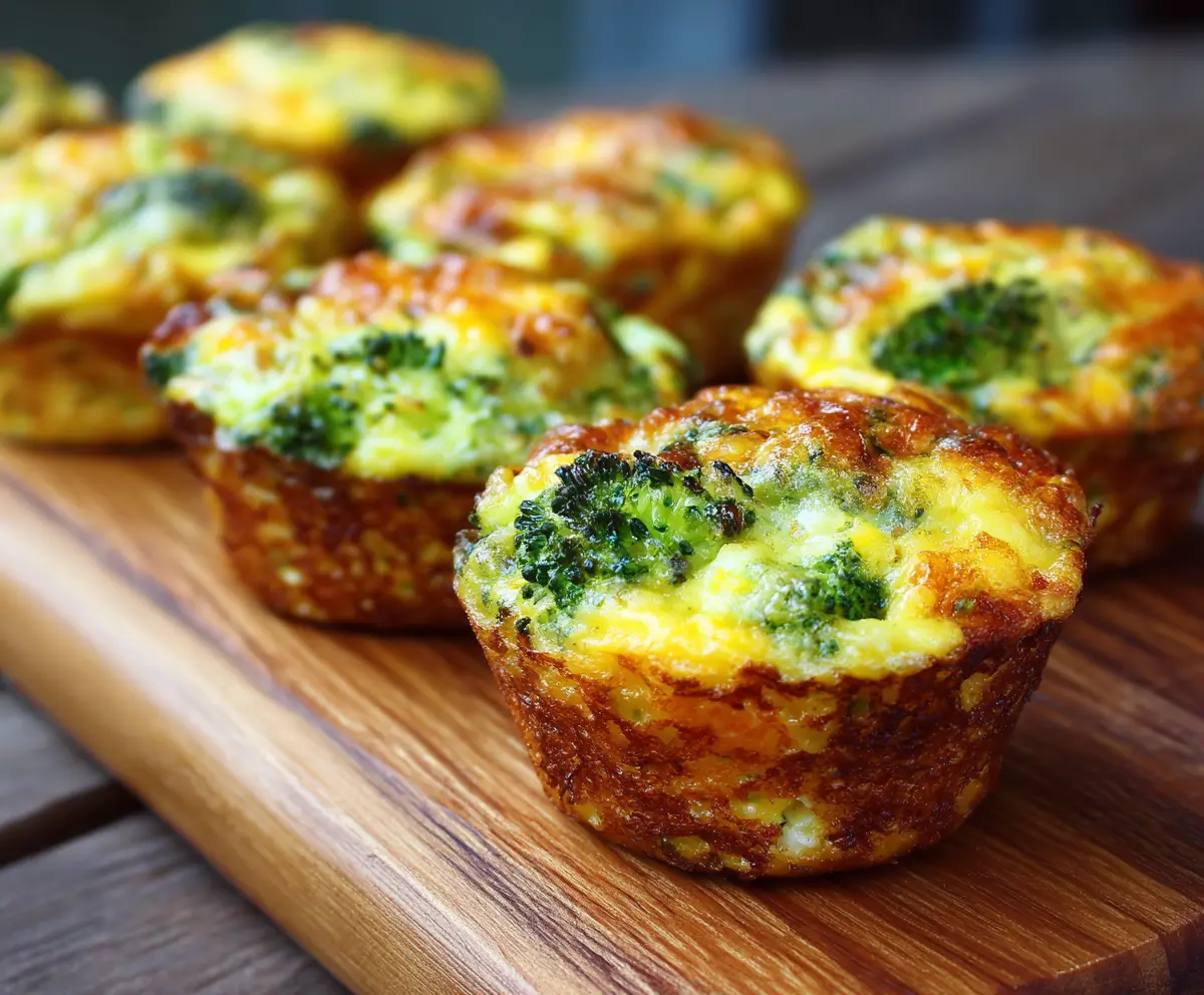 Delicious Cheddar Broccoli Egg Muffins, healthy breakfast with melted cheese and fresh broccoli in a baked muffin tin
