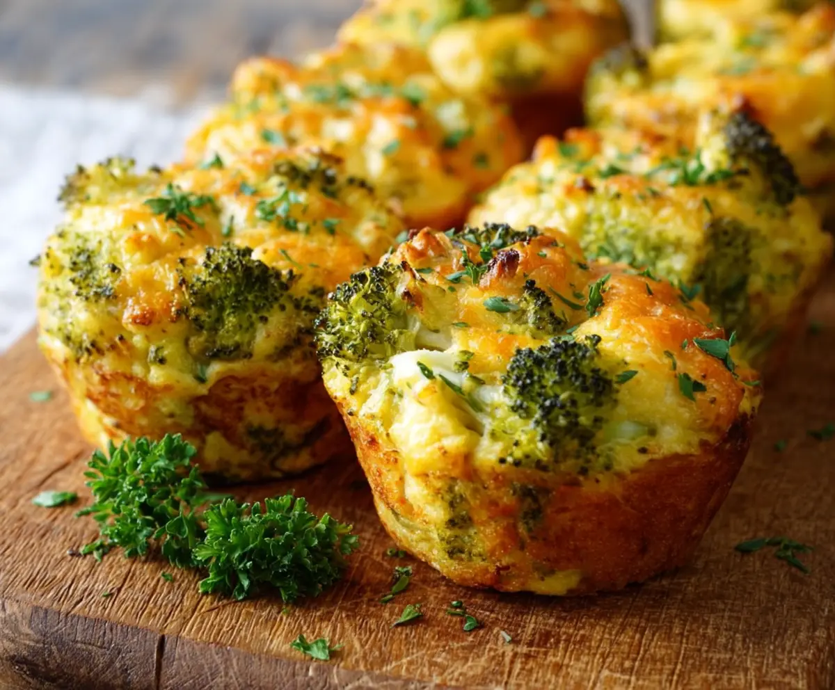 Healthy cheesy broccoli protein muffins fresh out of the oven, perfect for a nutritious snack.