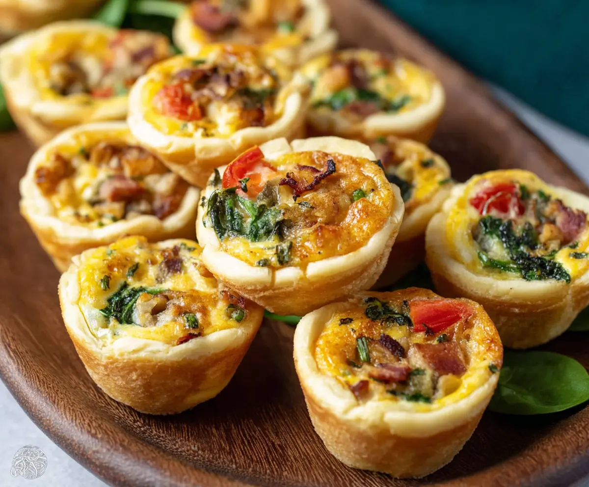 Delicious mini quiche bites with cheese and vegetables, perfect for appetizers or snacks.