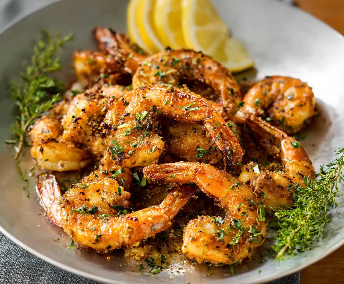 Delicious crispy pan-fried shrimp ready to serve as an appetizer or main dish