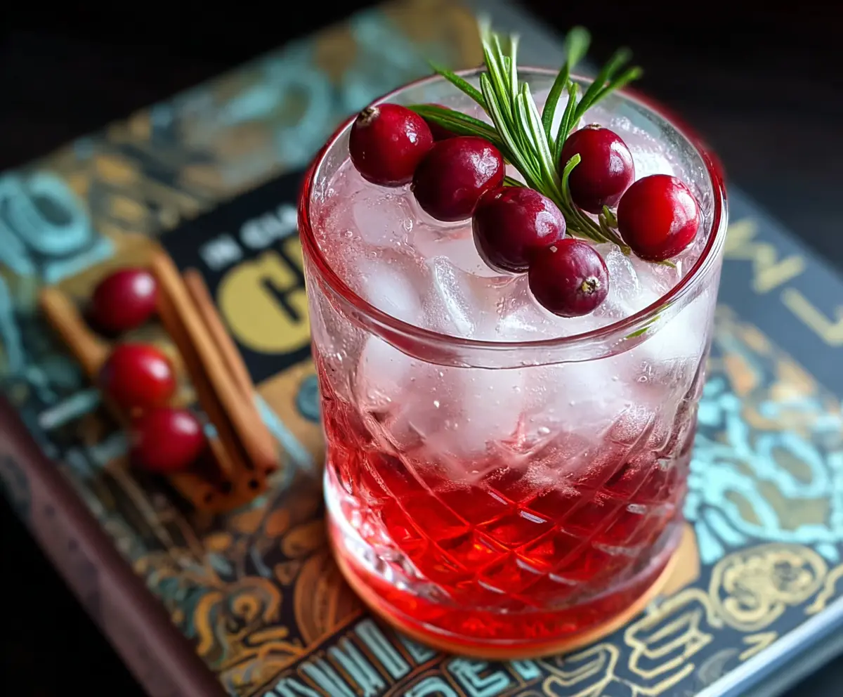 Refreshing Spiced Cranberry Gin and Tonic served with fresh cranberries and a cinnamon stick