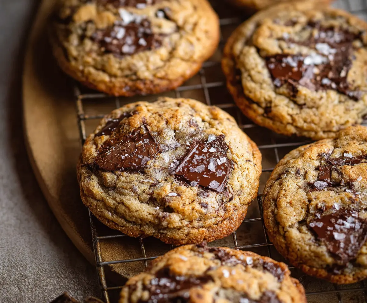 Delicious Brown Butter Sourdough Discard Cookies on a plate, showcasing their golden-brown crust and chewy texture.
