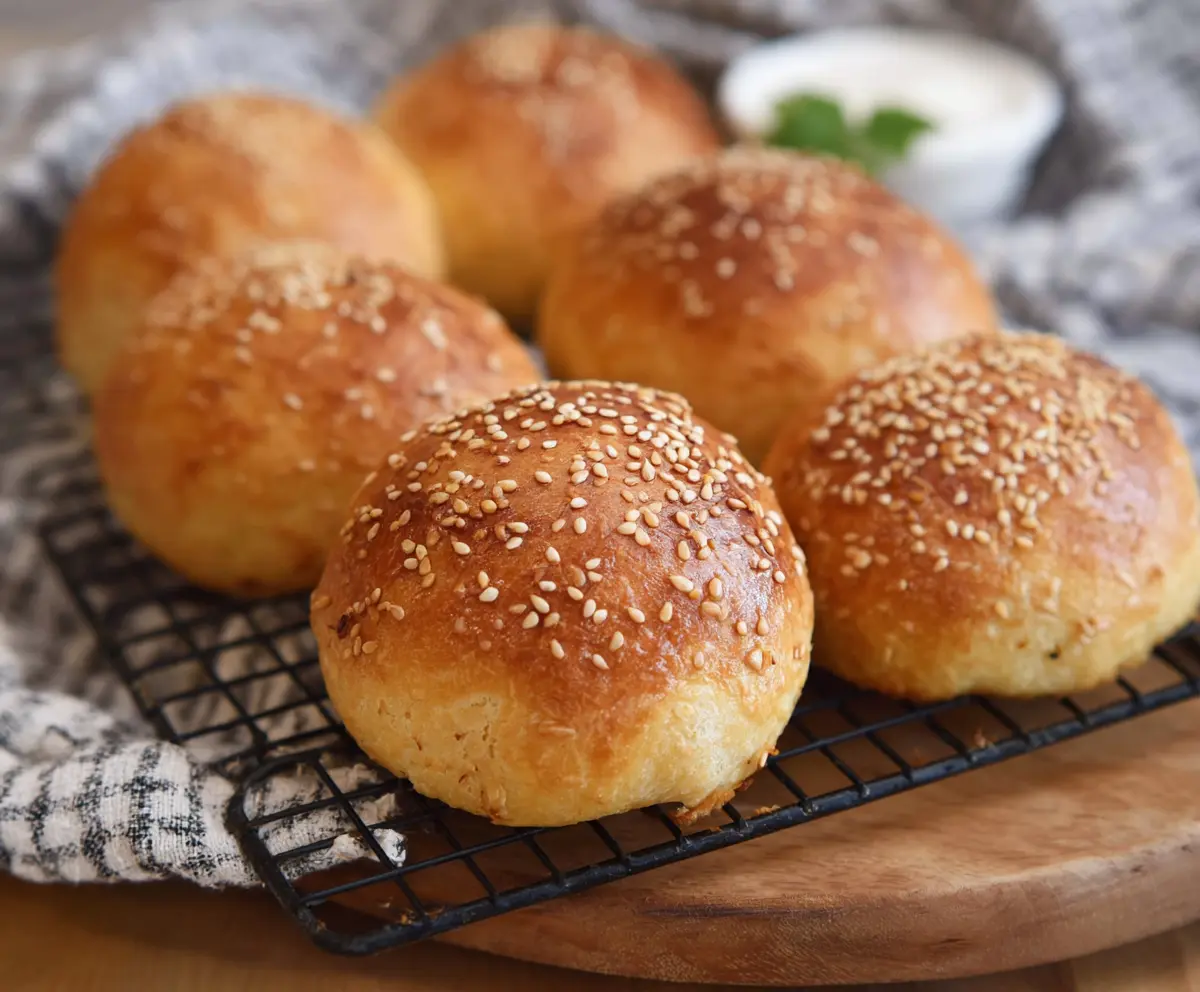Delicious homemade cottage cheese buns fresh out of the oven, perfect for snacks and breakfast.