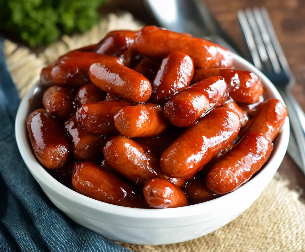 Delicious Crock Pot Little Smokies served on a plate, perfect for appetizers and parties
