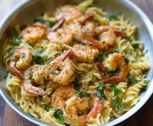Delicious Garlic Butter Shrimp Pasta served on a plate, showcasing tender shrimp and creamy pasta with fresh herbs.