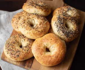 Simple homemade 2 ingredient bagels made with just flour and yogurt.