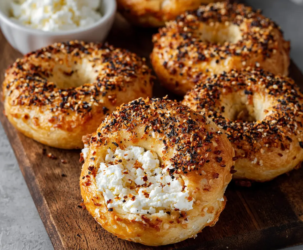 Easy 3 Ingredient Air Fryer Cottage Cheese Bagels for a quick breakfast