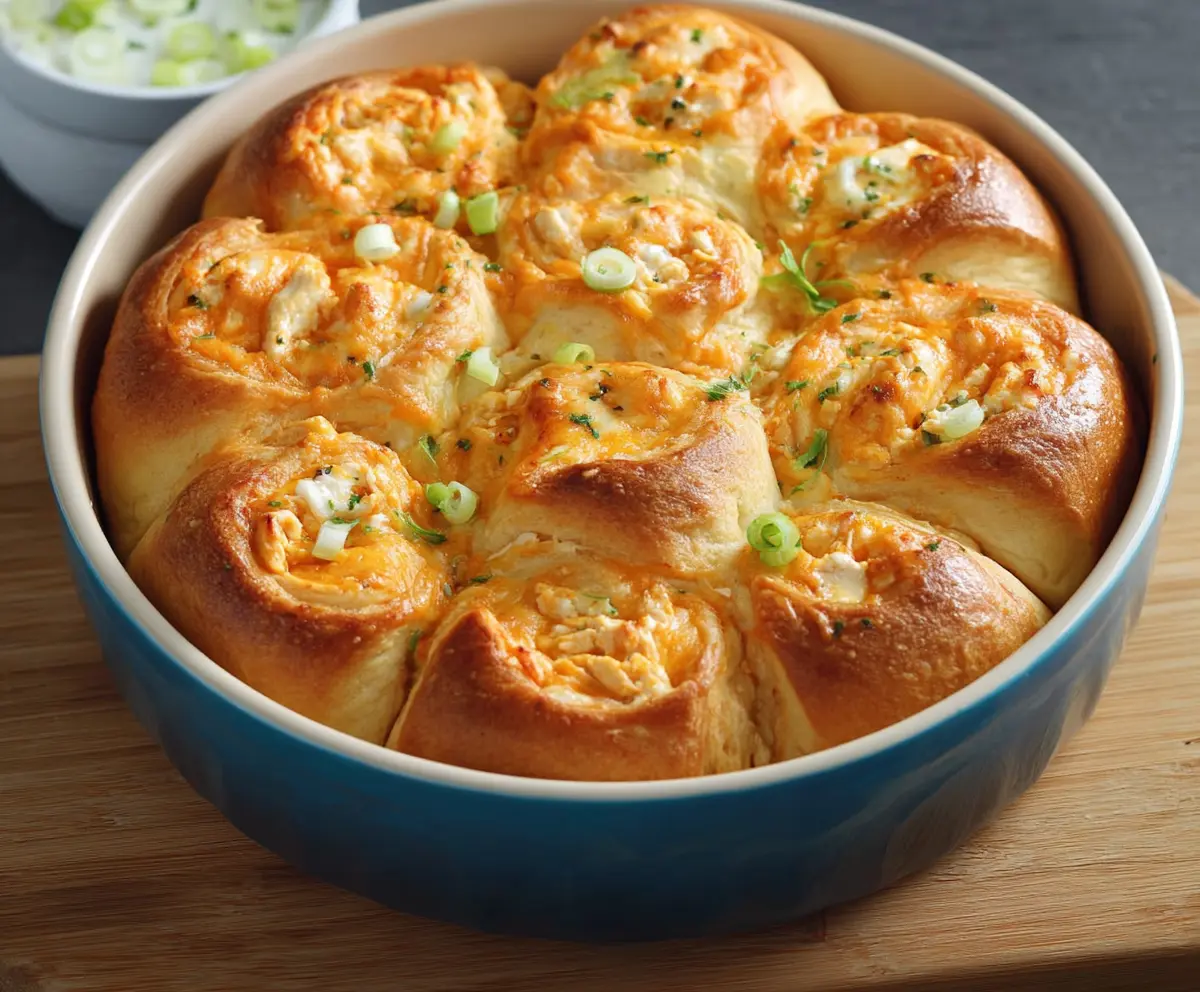 Delicious Buffalo Chicken Crescent Roll Bake with crispy crust and spicy chicken filling