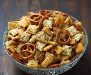 Delicious homemade Ranch Chex Mix with crunchy cereal and savory herbs.