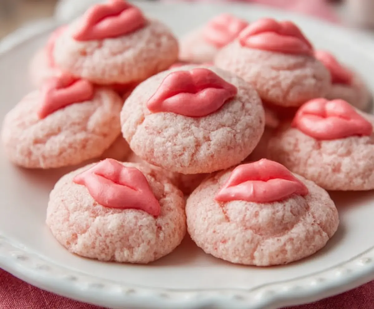 Delicious Strawberry Kiss Cookies with fresh strawberries and sweet glaze