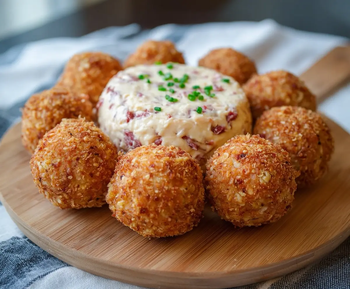 Delicious homemade corned beef and cheese balls served as a savory appetizer.