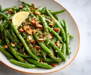 Fresh green beans cooked with Dijon mustard for a flavorful side dish.