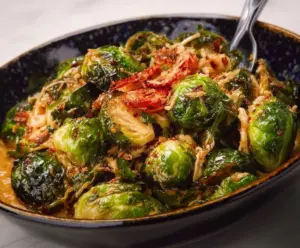 Delicious Red Lobster-style Brussels sprouts garnished with herbs, perfect as a side dish.
