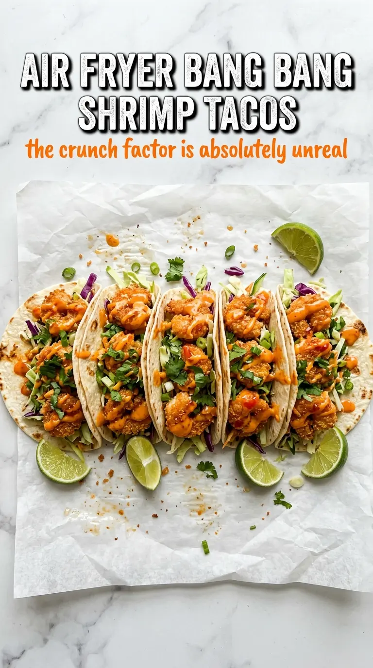 Air fryer bang bang shrimp tacos crispy spicy creamy