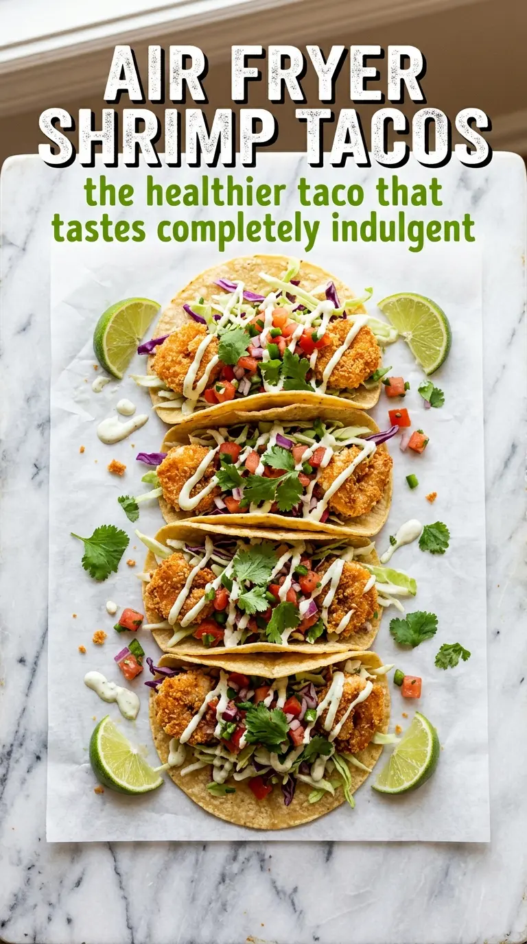 Air Fryer Shrimp Tacos crisp shrimp, lime, cilantro