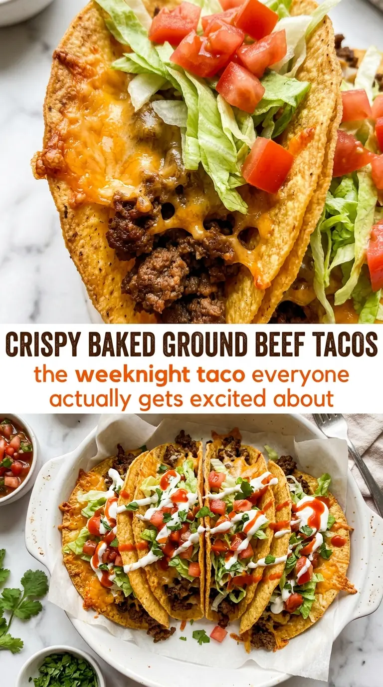 Crispy Baked Ground Beef Tacos golden shells, seasoned beef, crunchy texture