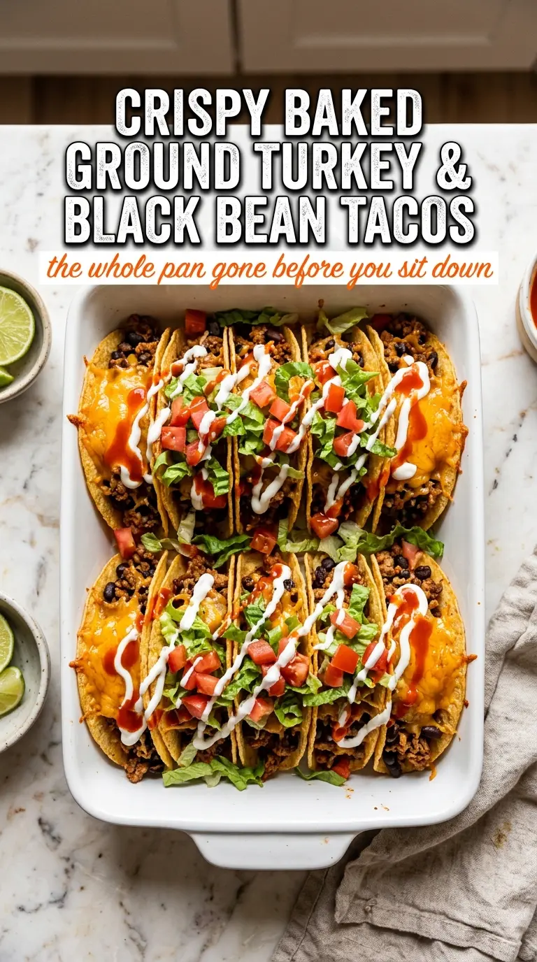 Crispy Baked Ground Turkey & Black Bean Tacos crunchy filling