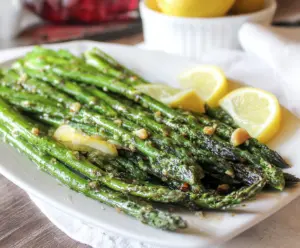 Delicious garlic butter asparagus cooked to perfection, ready to serve as a healthy side dish.