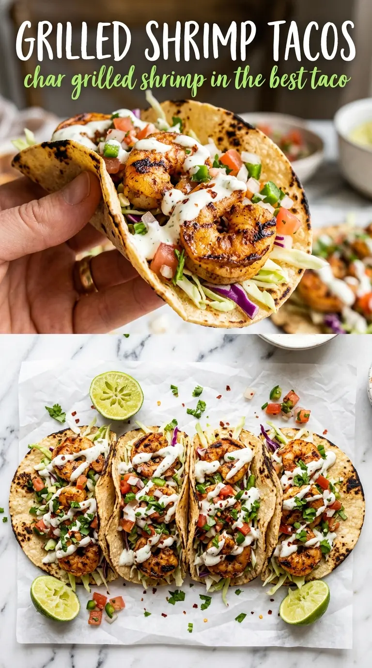 Grilled Shrimp Tacos charred shrimp fresh slaw