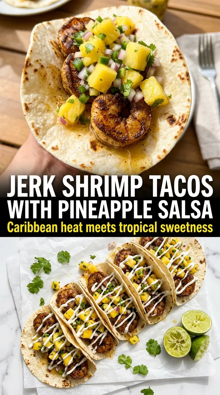Jerk Shrimp Tacos with Pineapple Salsa tropical smoky citrus