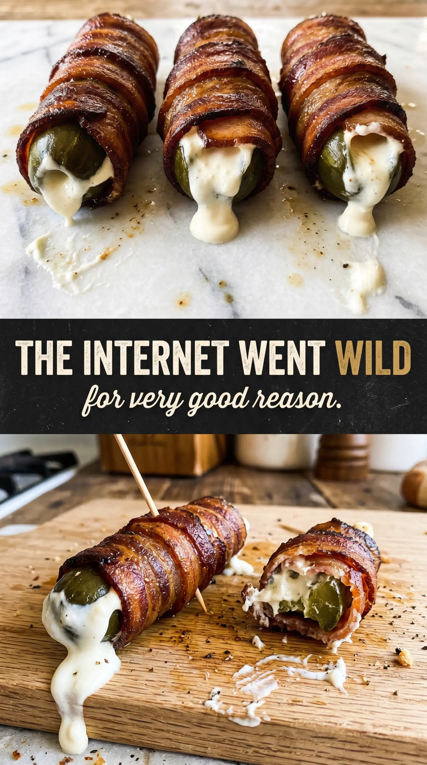 Bacon Wrapped Pickles Stuffed With Cream Cheese crispy savory