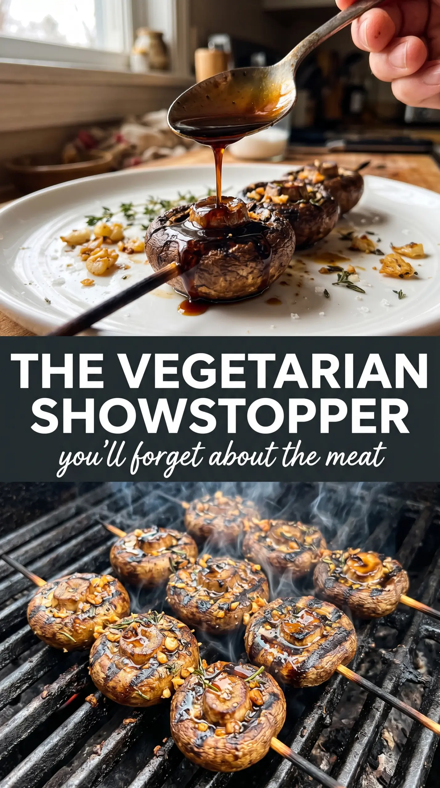 Balsamic Garlic Grilled Mushroom Skewers juicy caramelized herby