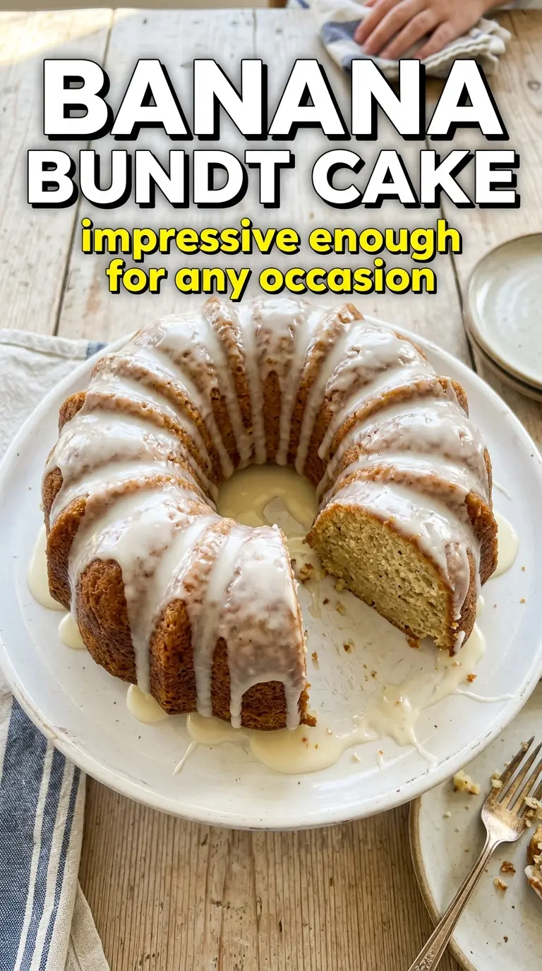 Banana Bundt Cake with Cream Cheese Glaze moist golden