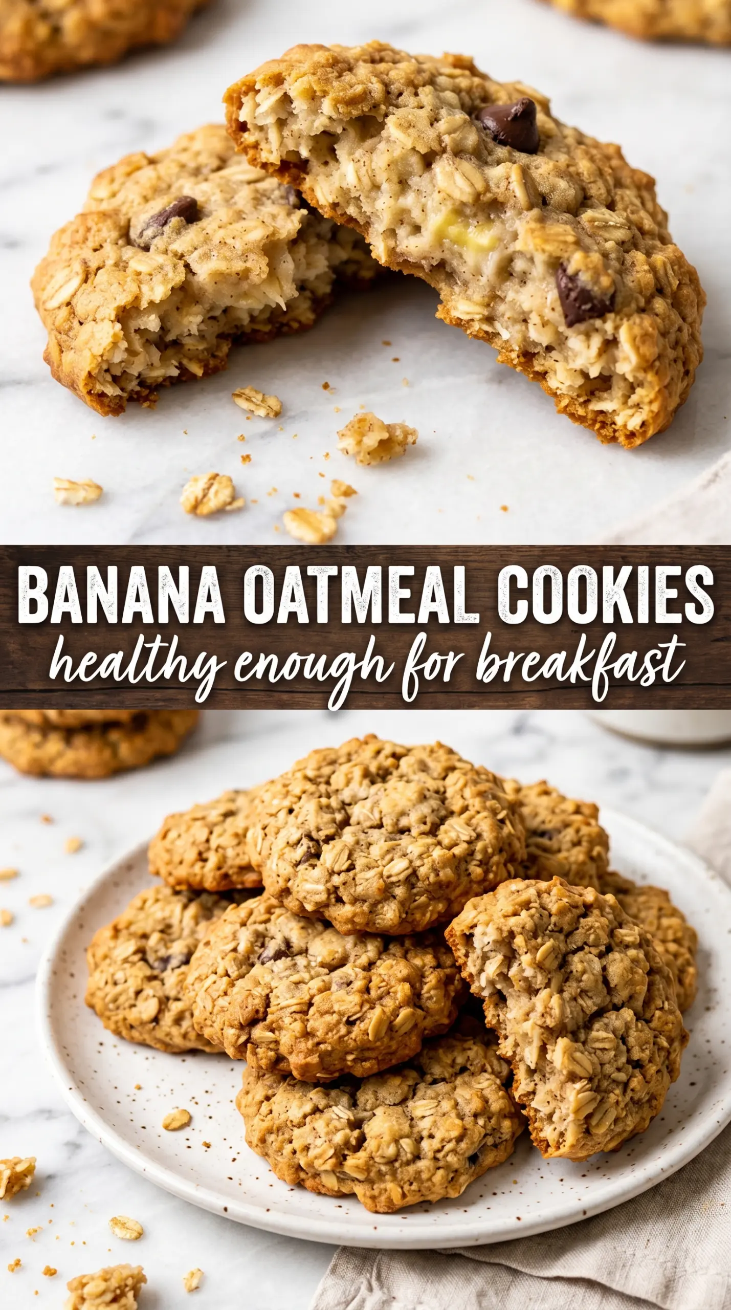Banana oatmeal cookies soft chewy chocolate chips