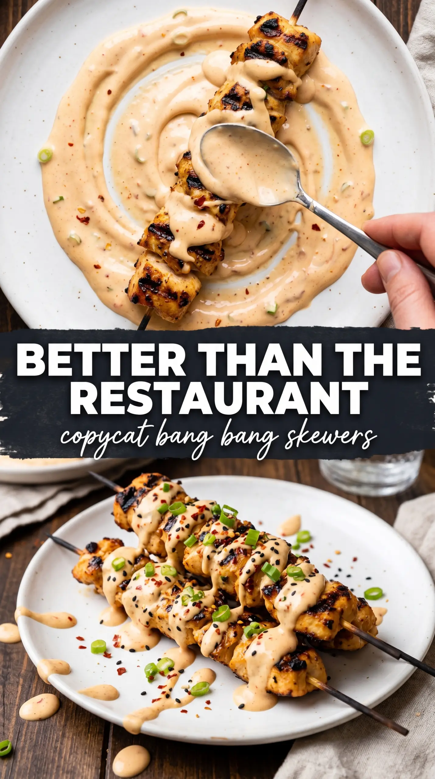 Bang Bang Chicken Skewers smoky creamy sweet-heat