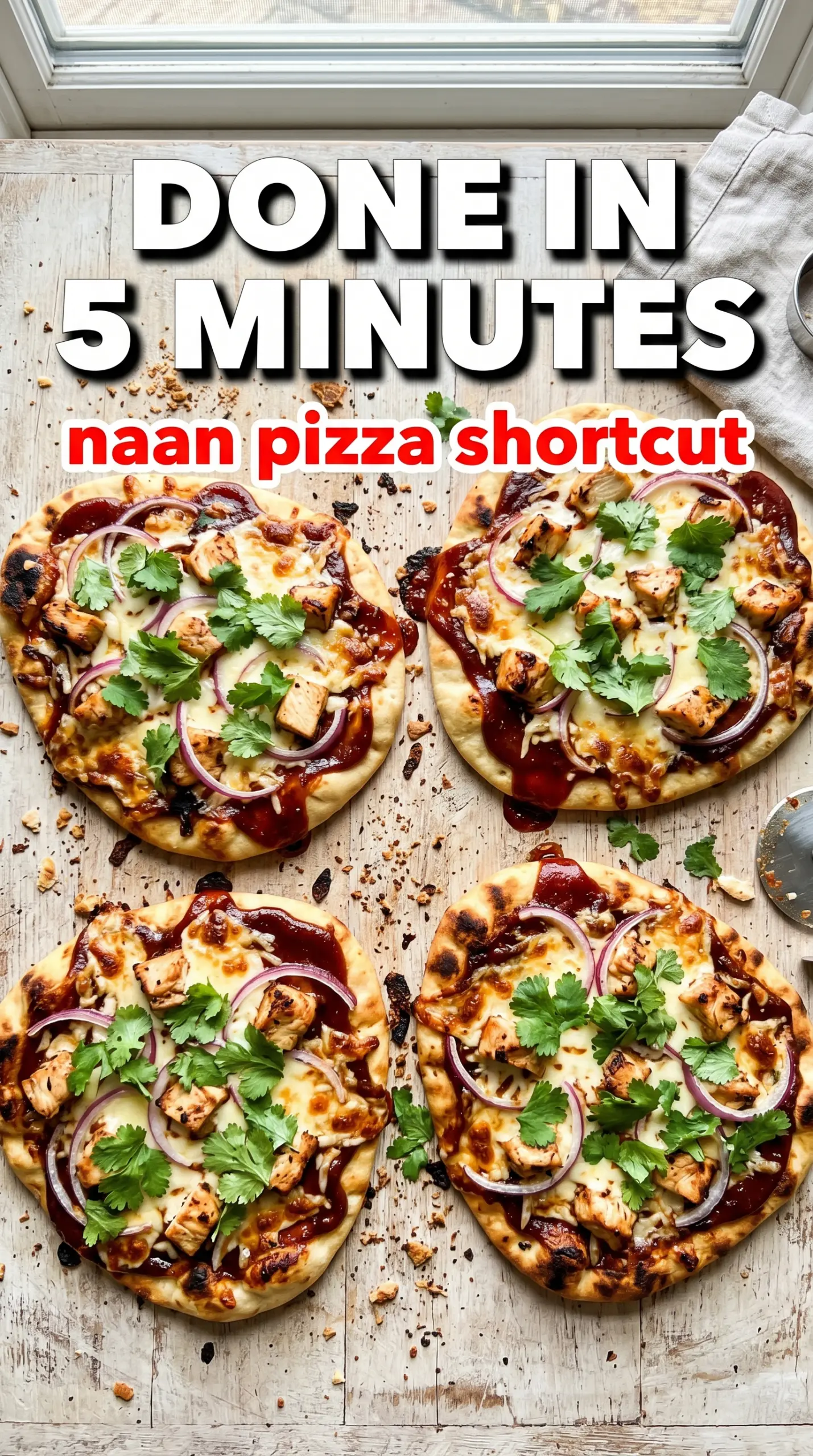 BBQ Chicken Naan Pizzas crispy cheesy grilled