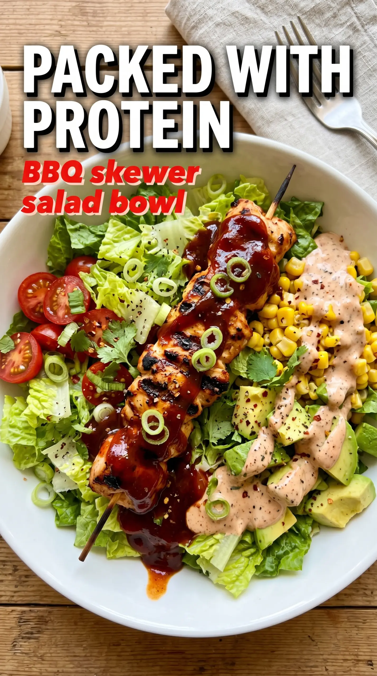 BBQ Chicken Skewer Salad grilled chicken fresh greens ranch