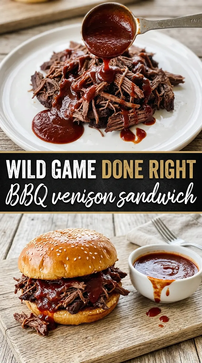 BBQ Venison Sandwich pulled venison smoky coleslaw