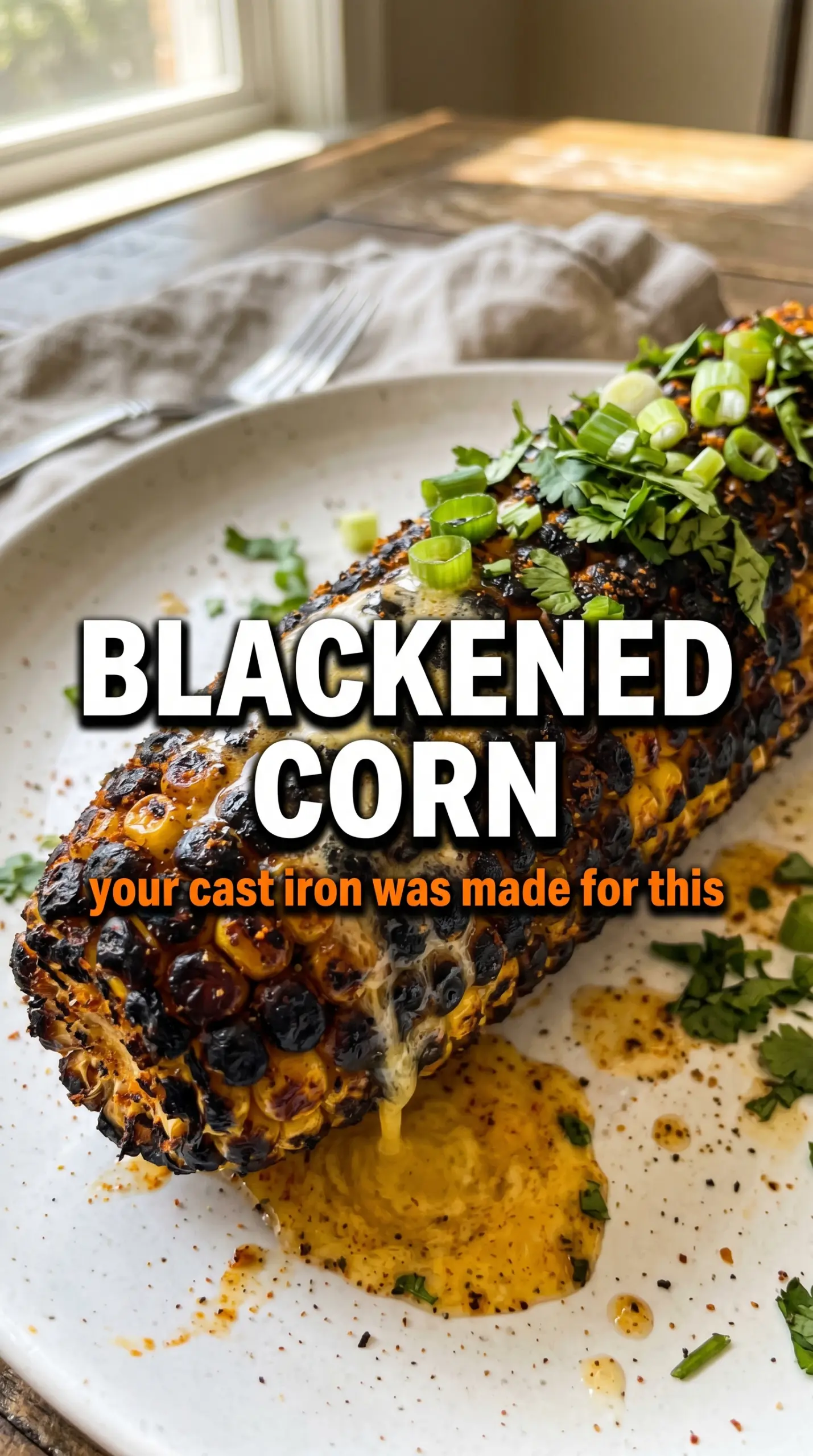 Blackened corn smoky charred