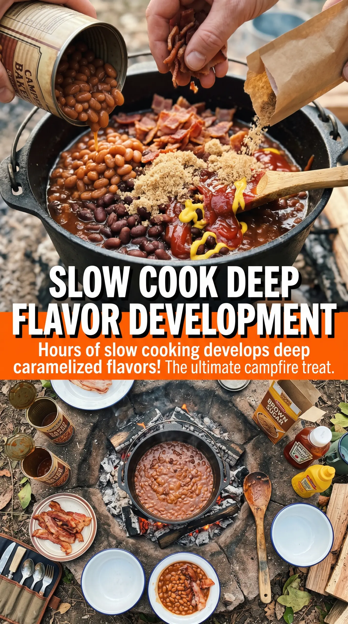 Campfire baked beans smoky glossy hearty