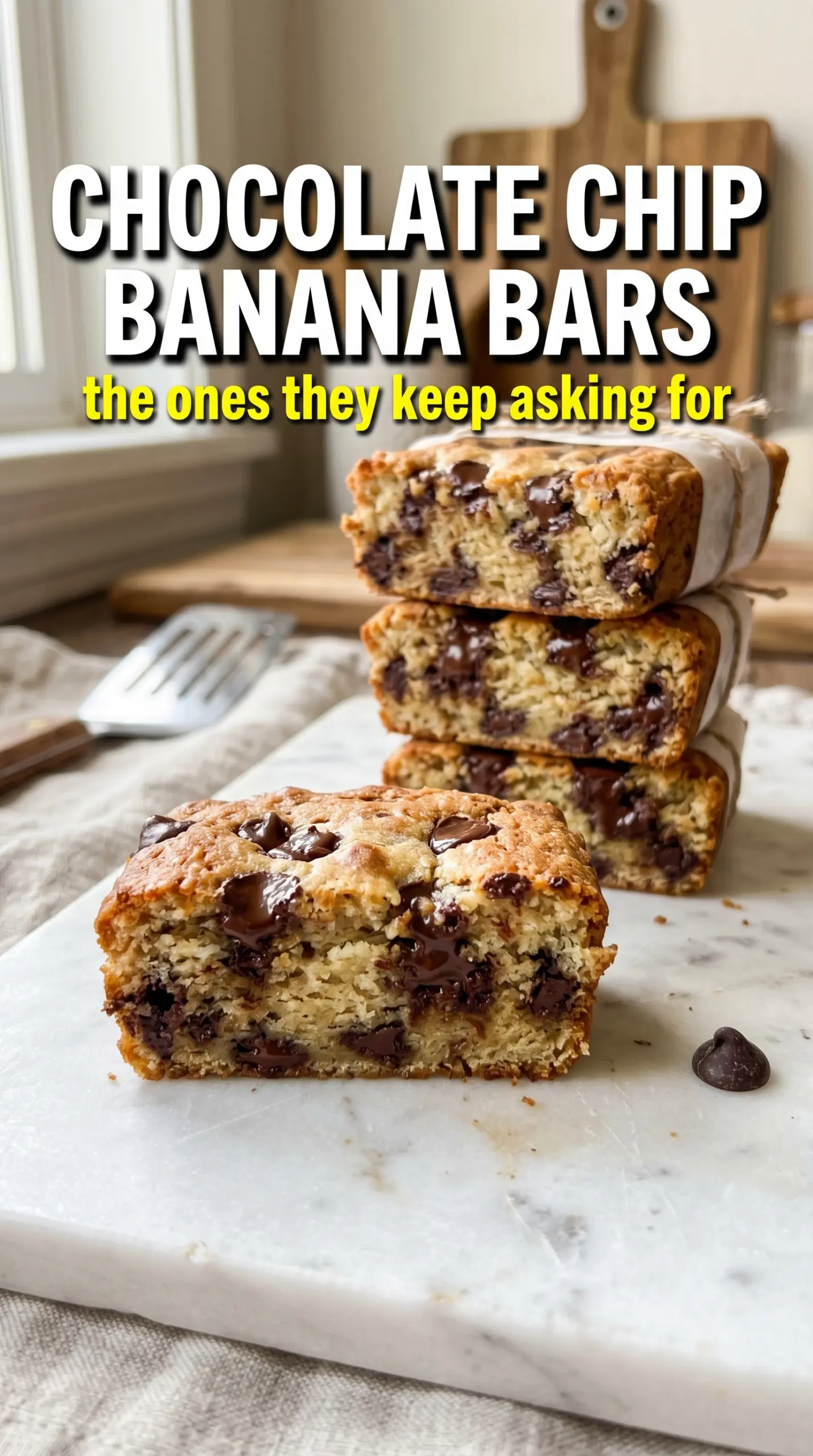 Chocolate Chip Banana Bars soft chewy chocolatey