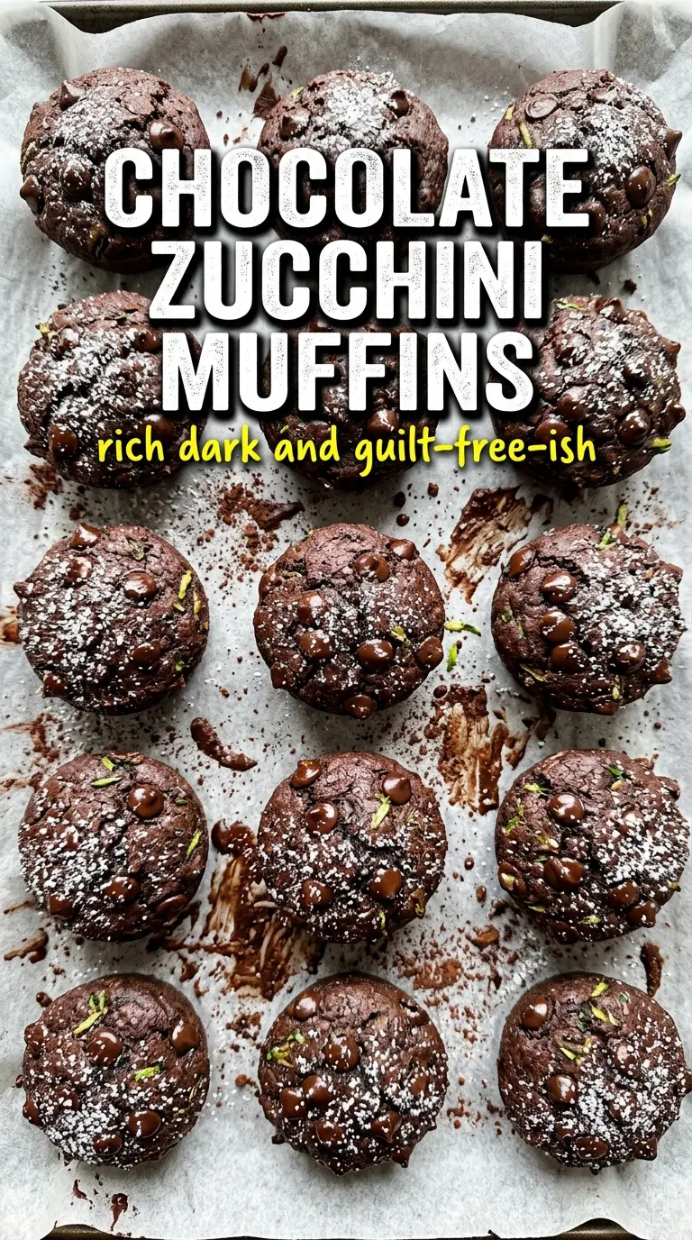 Chocolate Zucchini Muffins dark chocolate, fudgy, moist