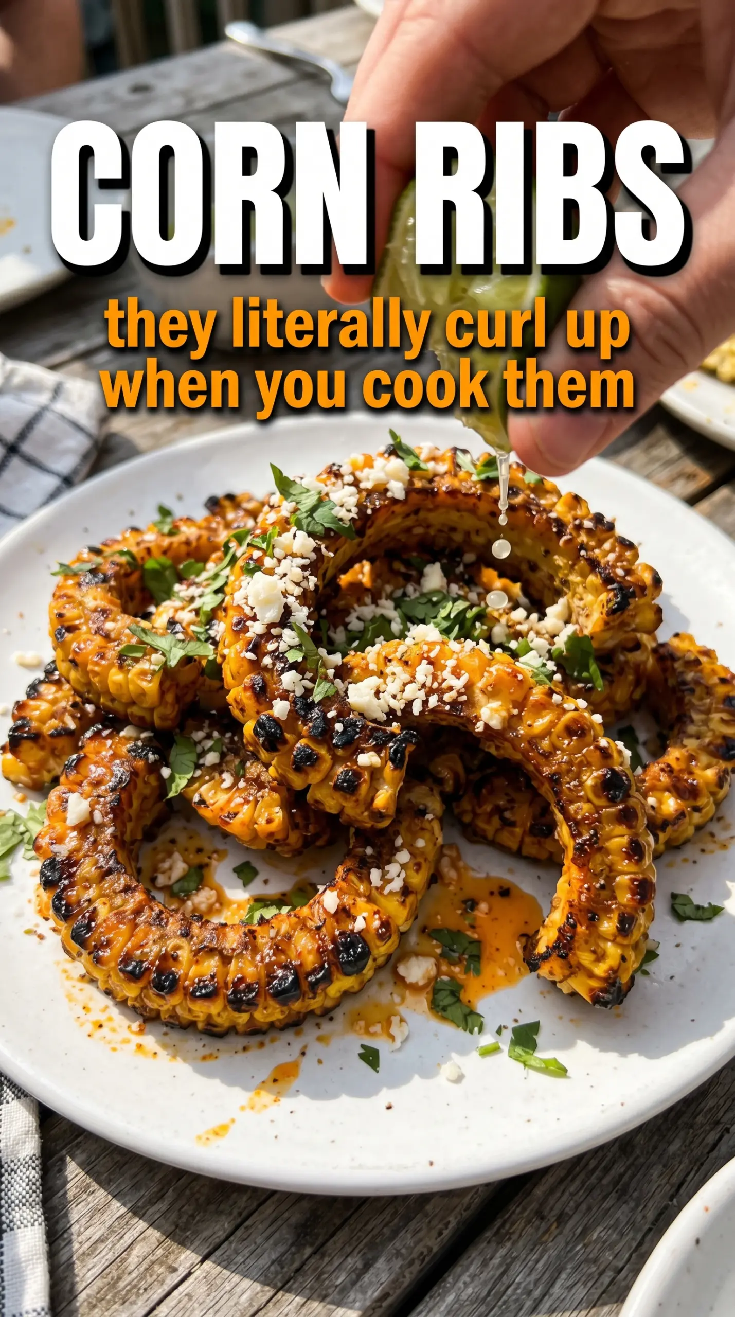 Cooked corn on the cob with toppings