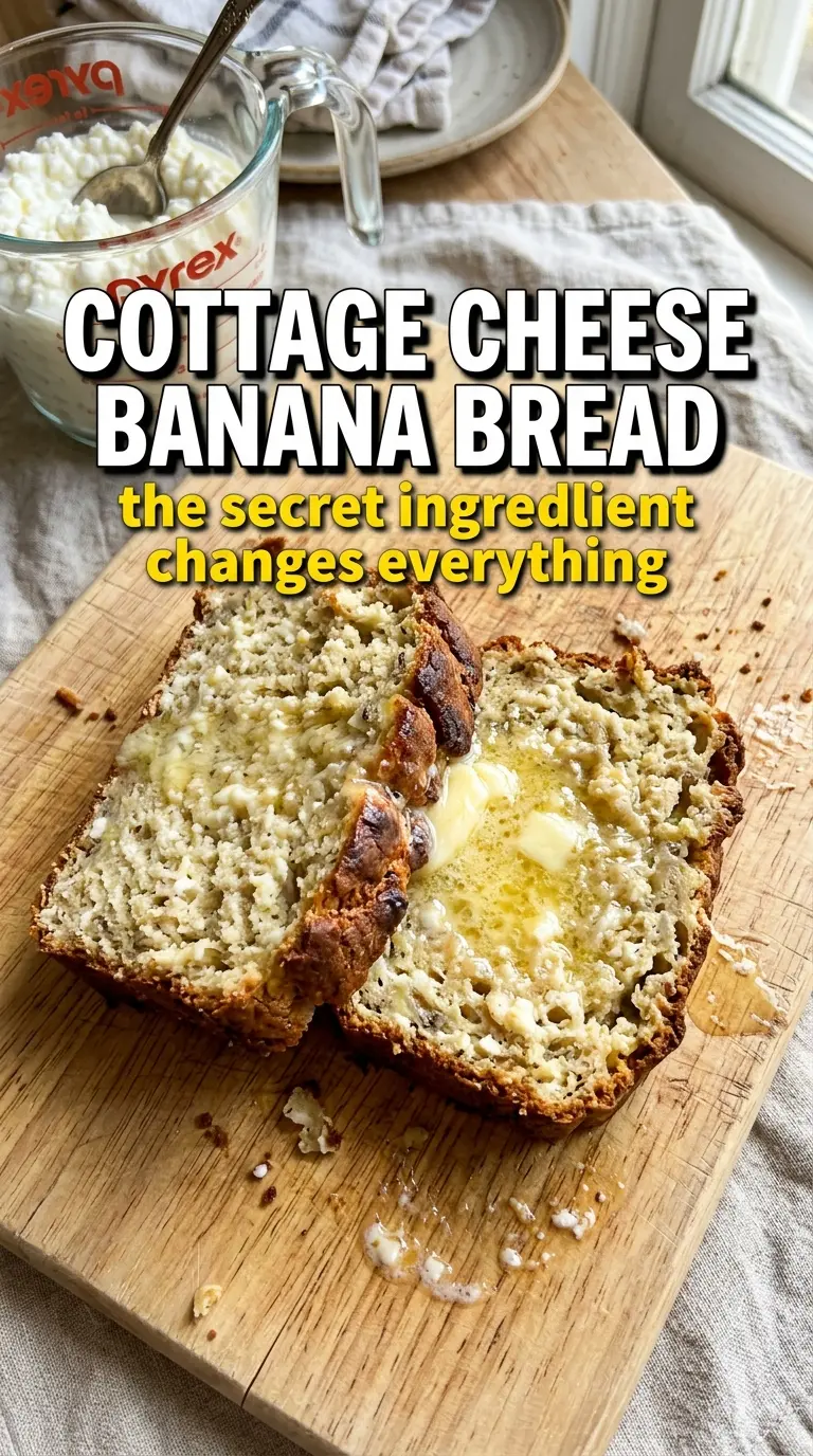 Cottage Cheese Banana Bread moist golden loaf
