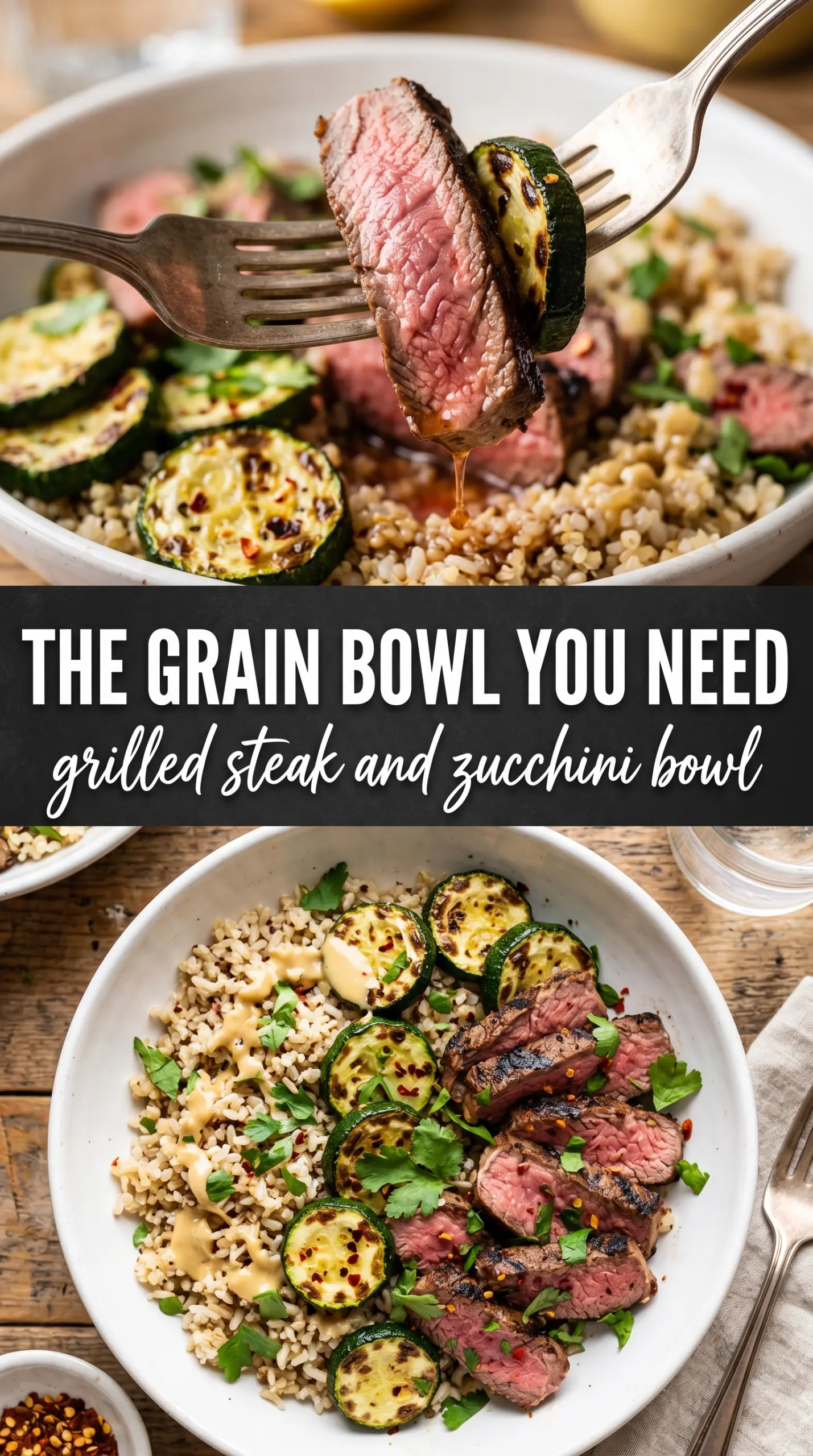 Cozy Grilled Steak Bowl with Zucchini grilled steak zucchini balsamic