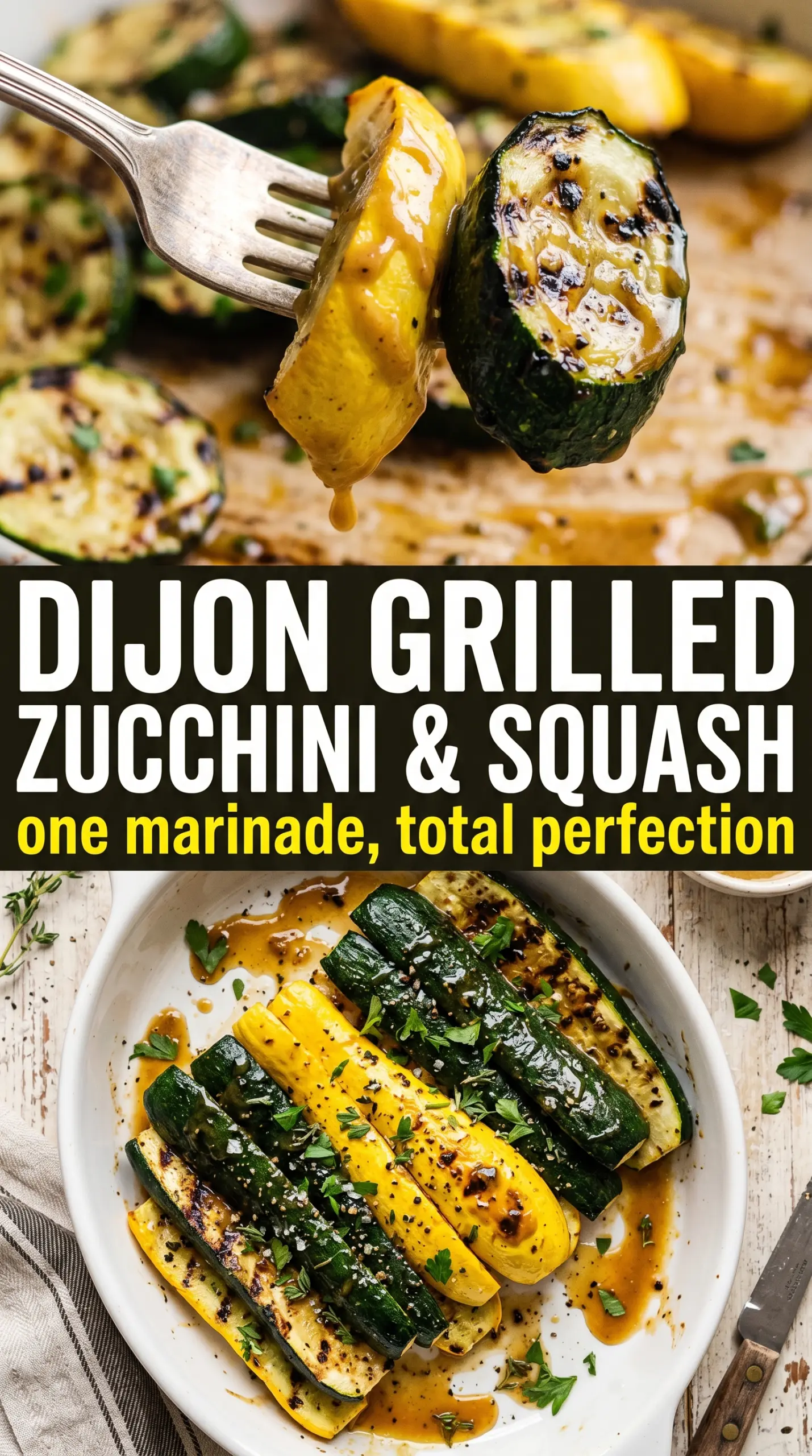 Grilled Zucchini and Squash in Dijon Marinade tangy charred glossy