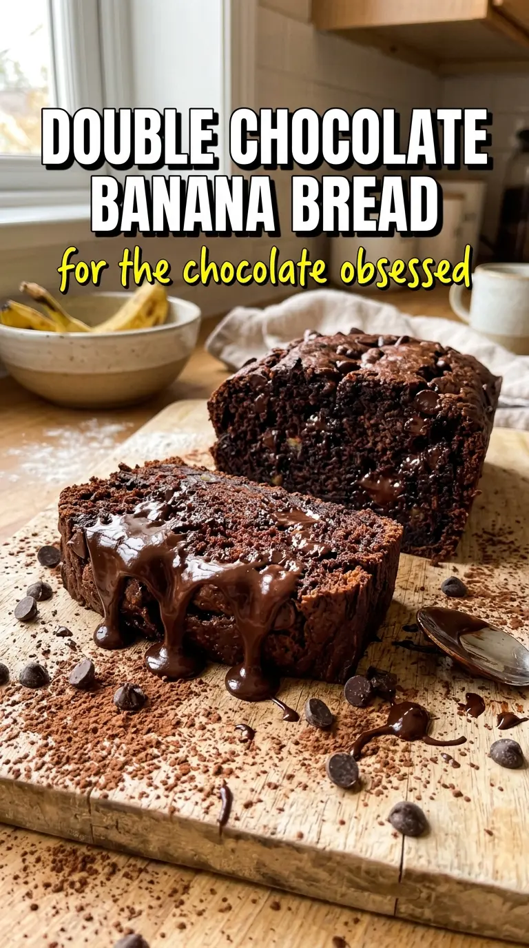 Double Chocolate Banana Bread fudgy crackled loaf