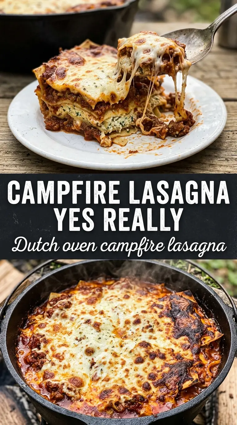 Dutch Oven Lasagna cheesy layered, bubbly