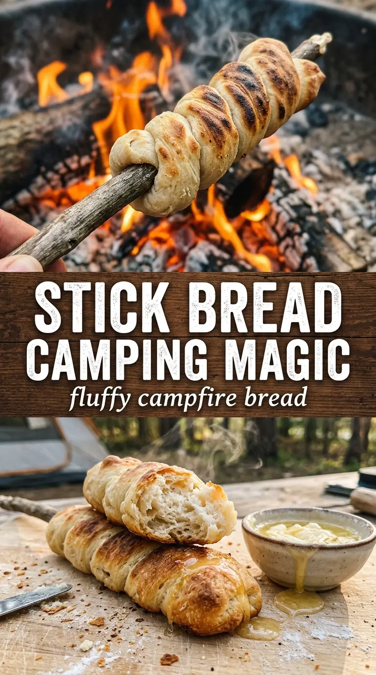 Fluffy Campfire Bread golden stick bread