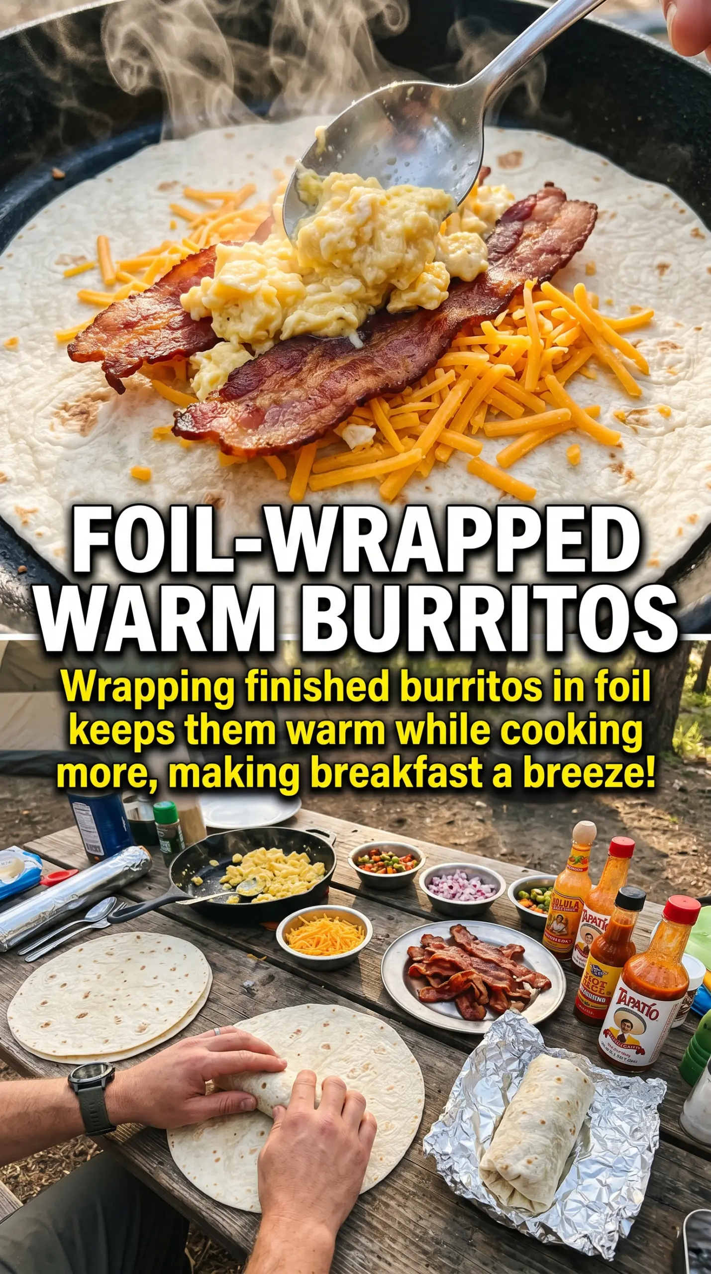 Grilled breakfast burritos crisp cheesy savory