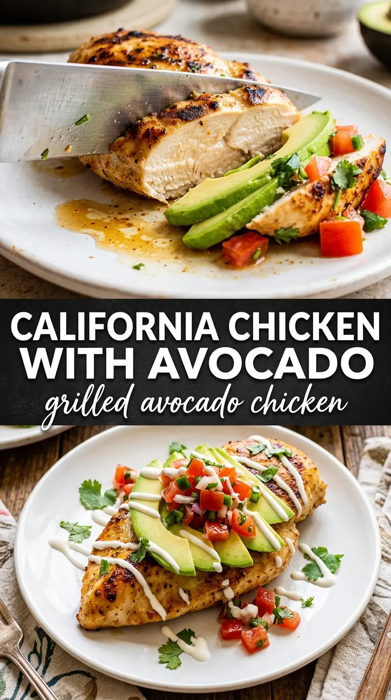 Grilled California Avocado Chicken fresh, cheesy, balsamic